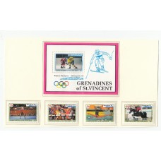 Олимпиада Гренадины Сент Винсент 1992, Барселона-92, Албертвилль-92, серия 4 марки 1 блок