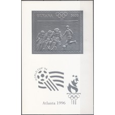 Олимпиада Гайана 1993, Атланта-96, Футбол Велоспорт, блок IIIS B марки Mi: 4297  СЕРЕБРО с зубцами