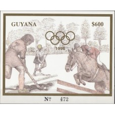 Олимпиада Гайана 1993, Атланта-96 Конный спорт Хоккей на траве, блок Mi: 321 ЗОЛОТО без зубцов (редкий)
