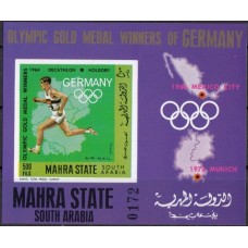 Олимпиада Аден Махра 1968, Мексика-68 Мюнхен-72, Немецкие чемпионы прошлых ОИ, блок Mi: 11B без зубцов (редкий)
