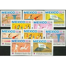 Олимпиада Йемен Королевство 1968, Мексика-68 серия 10 марок без перфорации