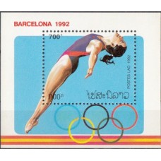 Олимпиада Лаос 1992, Барселона-92 Прыжки в воду, блок Mi: 142А