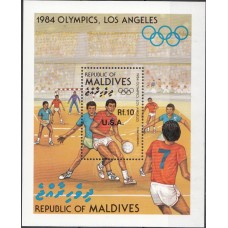 Олимпиада Мальдивы 1984, Лос Анджелес-84 Чемпионы Гандбол, блок Mi: 107 НАДПЕЧАТКА (редкий)