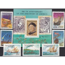 Корабли Танзания 1992, Путешествия 500 лет открытия Америки Христофор Колумб, полная серия