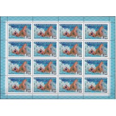 Россия 2008, 100 лет Шуваловской школе плавания, малый лист марка 1284 (Заг)