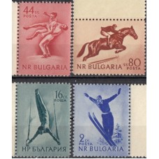 Спорт Болгария 1954, Лыжи Борьба Конный спорт Гимнастика, серия 4 марки