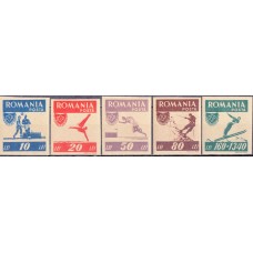 Спорт Румыния 1946, Виды спорта на открытом воздухе, серия 5 марок без зубцов (редкие)