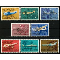 СССР 1969, 3827-34 Гражданская авиация, полная серия, 3826 Авиация, МИГ, марка