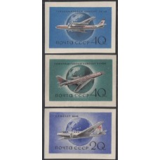 СССР 1958, 2091-2093, Гражданский воздушный флот СССР, серия 3 марки без зубцов