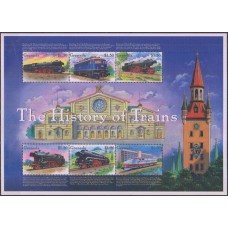 Железная дорога Гренада 2000, История паровозостроения, малый лист марок Mi: 4339-4344