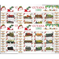Железная дорога Гайана 1992, Модели Локомотивов Рождество, серия 7 малых листов 8 блоков