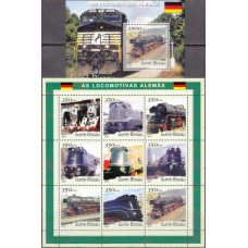 Железная дорога Гвинея Биссау 2001, Современные и ретро поезда, Локомотивы Германии, комплект 1 блок 1 малый лист