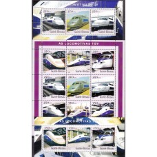 Железная дорога Гвинея Биссау 2001, Современные и ретро поезда, Скоростные поезда, комплект 3 малых листа