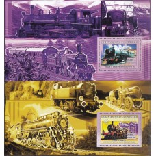 Железная дорога Гвинея 2006, Локомотивы разных эпох и стран, Ретро-локомотивы, комплект 4 блока с зубцами