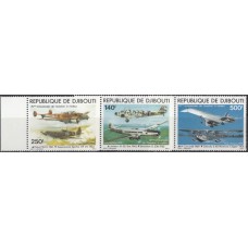 Авиация Джибути 1979, Военные и гражданские самолеты, серия 3 марки (редкий)