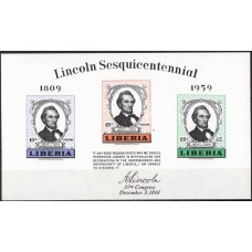 Президенты США Либерия 1959, Линкольн блок Mi: 14 без зубцов
